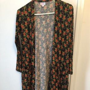Lularoe XS Sarah cardigan NWT black floral red